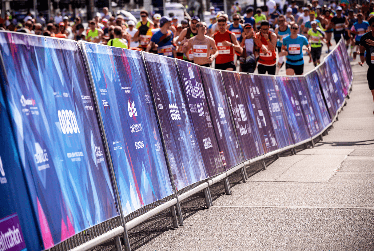 Barrières publicitaires le long d’un parcours sportif